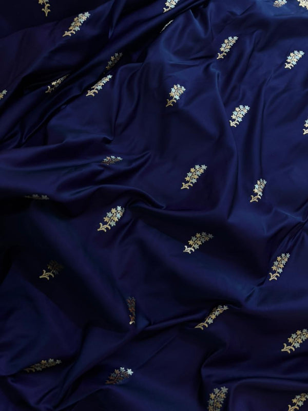 Navy Blue Mashru Silk Saree