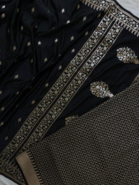 Black Mashru Silk Saree With Mina Buti