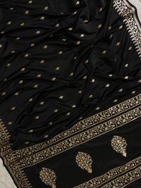 Black Mashru Silk Saree With Mina Buti