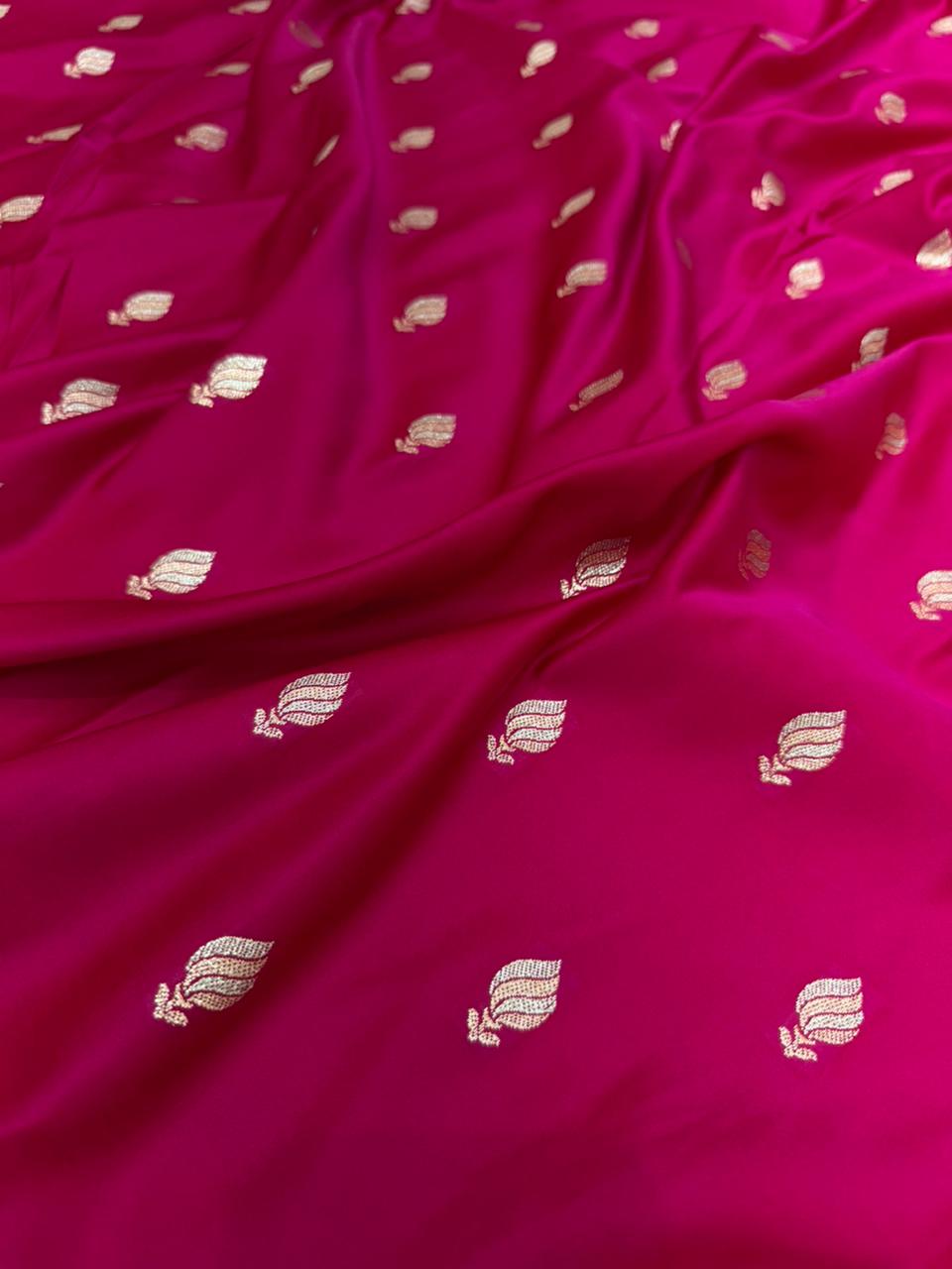 Pink Mashru silk saree by Kalisa Banaras featuring intricate traditional weaving and elegant drape.