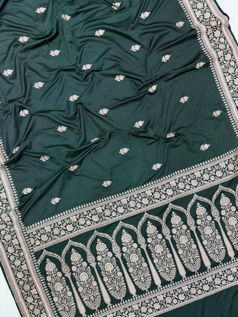 Dark Green Mashru Silk Saree