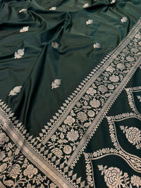 Dark Green Mashru Silk Saree