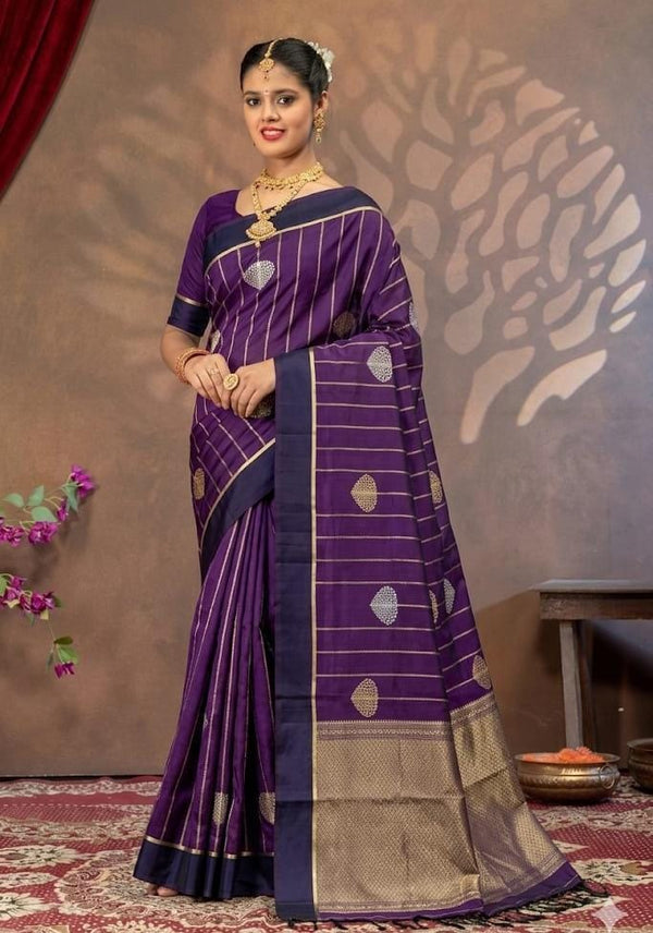 Paper Mango Silk Purple Saree