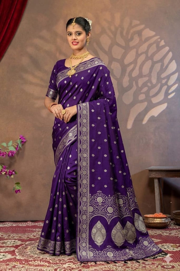 Bananasi Purple Mashru Silk Saree
