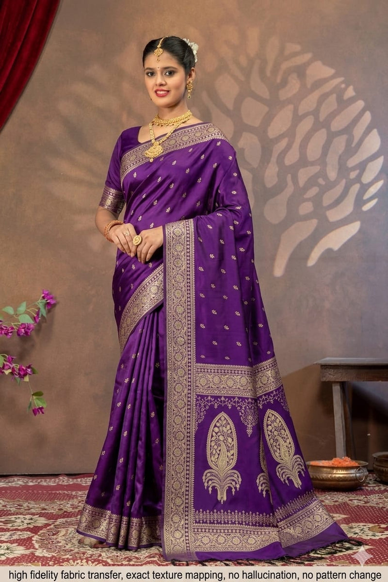 Purple Mashru Silk Saree
